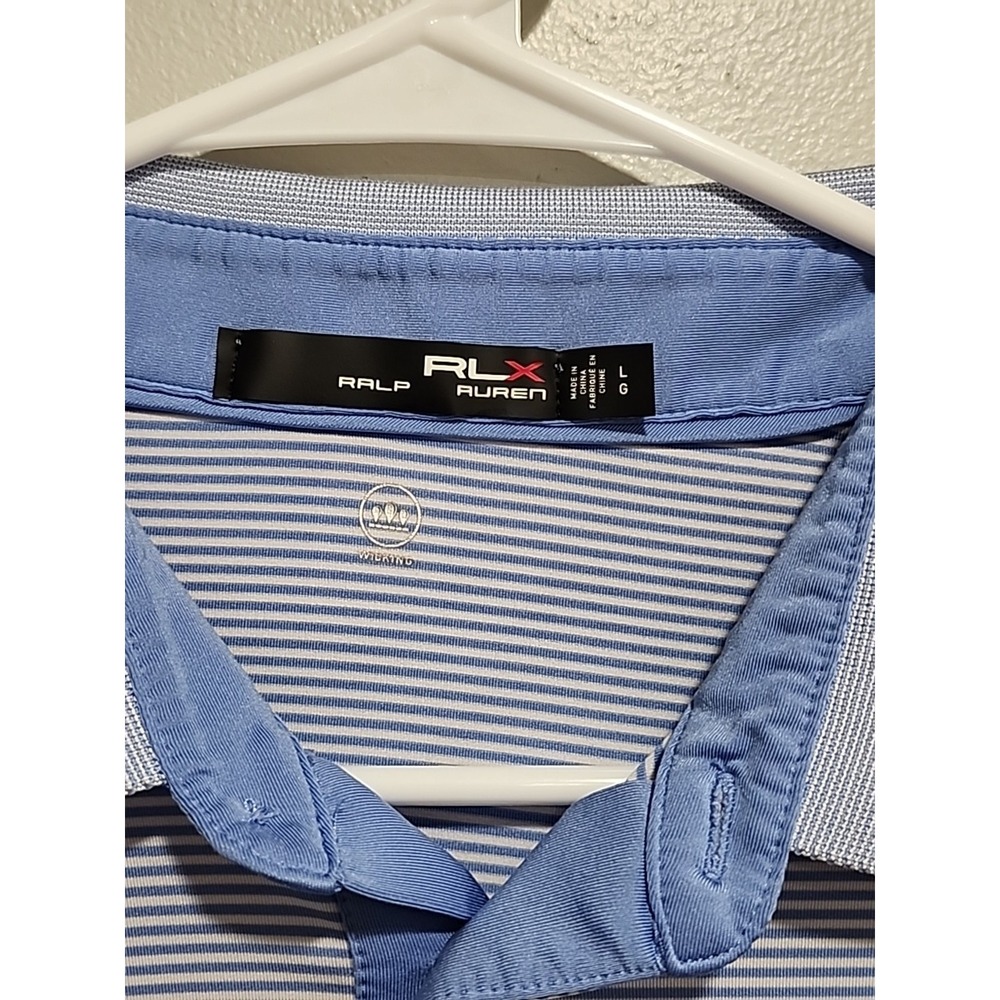Ralph Lauren RLX Wicking Golf Polo, Mens L, Lt. Blue/White Striped Short Sleeve - Picture 2 of 15
